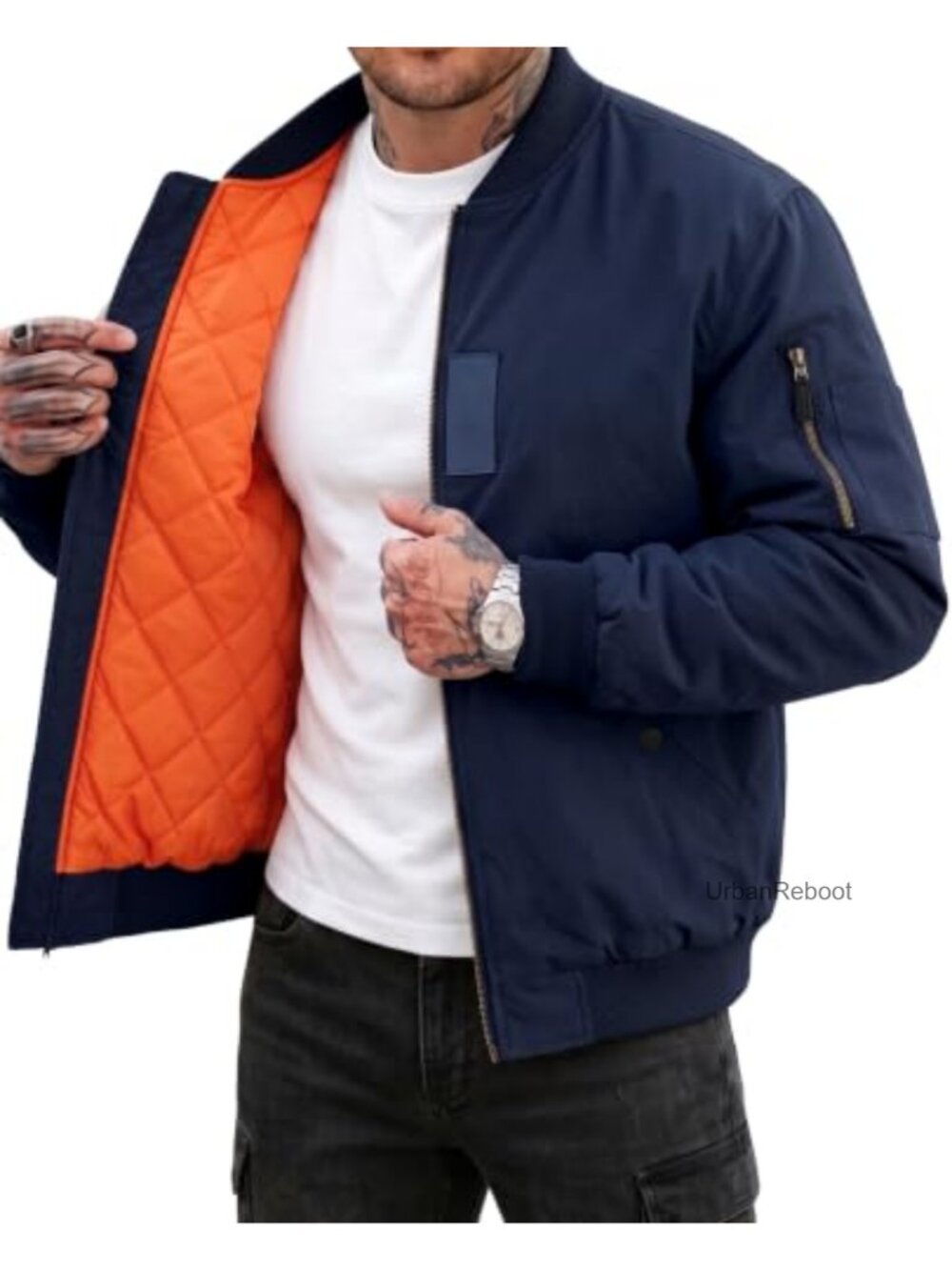 Men's Heavyweight MA-1 Flight Bomber Jacket Water Resistant Quilted Lined Coat